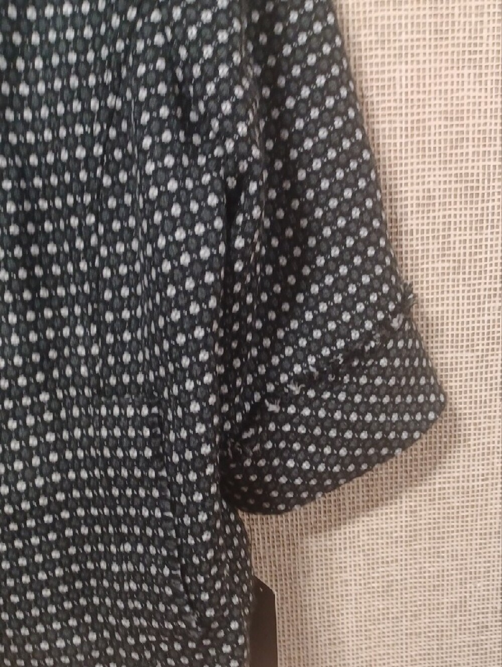 Textured Black & White Ruffle Collar Button-Front Tunic - Picture 6 of 9